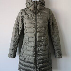 LULULEMON SOEA Brown Grey LTWT Goose Down Long Hooded 1 x A Lady Parka Jacket 4